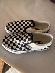 New Vans Checkerboard Black White Classic Slip On Shoes Kids Youth Skate Sz 13
