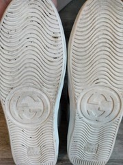 $310 GUCCI Silver Leather Red Blue WEB Sneakers 37 Shoes