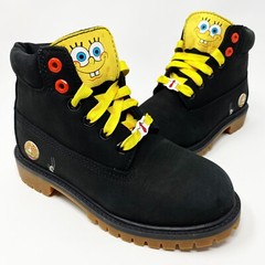 SpongeBob x Timberland Premium 6” Waterproof Boots Black Nubuck Leather Youth 13