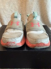 Under Armour Kickson Slip Gray/Pink/Blue Mesh Slip-On Sneaker Kids US 2Y