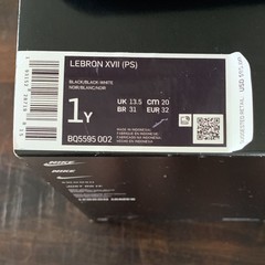Nike LeBron XVII (PS) Black/Gray/White Kids 1Y Mid Top Basketball BQ5595-002