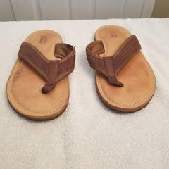 Johnston & Murphy Kids Brown Woven Strap Flip Flop Sandals Thong Slides boys 1M
