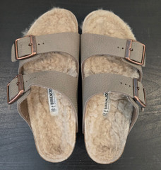 BIRKENSTOCK ARIZONA BIRKO-FLOR Birkibuc GRAY SHEARLING Kids EU 33 US 2-2.5