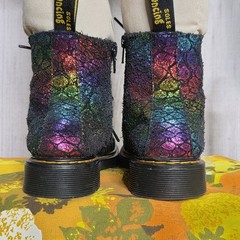 Dr. Martens 1460 Pascal J Rainbow Snake Print Boots, sz US 3