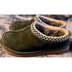 UGG Tasman Olive Green Suede Kids Slippers Shoes 1019066K Size 1Y