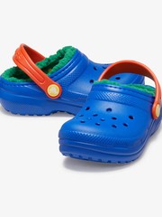 Crocs Classic Lined Clog Kids’ Clogs, Blue Bolt/Multi, US Size 5 Medium