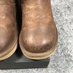 UGG Shearling Boots Girls 3 Brown Leather Zip Buckle Lined 1969 Mid Calf Winter