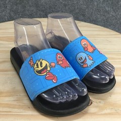 Pac Man Sandals Junior 2-3 Slide Multicolor Ghost Print Comfort Open Toe Flats