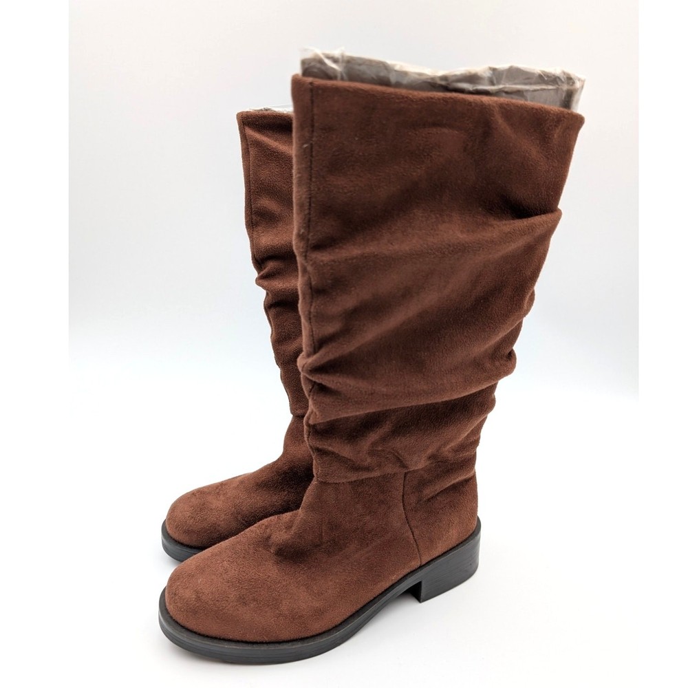 Steve Madden Kids‘ Jcecee Ruched Slouched Cognac Suede Boot Brown Size US3