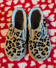 VANS Off The Wall Kids Canvas Low Top Slip-On Leopard Print Shoes 7