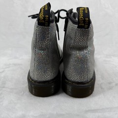 Dr. Martens 1460 Silver Holo Glitter Combat Boots Side Zip Kids Shoes M4 L5