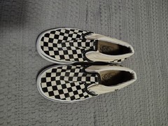 Vans Classic Slip-On Checkerboard Black/White Canvas Slip-On Rubber Sole US 2