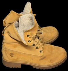 Boots Timberland Jayne Waterproof Teddy Fleece Fold Down Size 7 Youth Leather