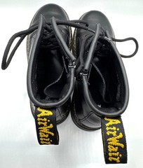 Dr. Doc Martens Zavala J Combat Boots Kids Black Leather Unisex US Size 3