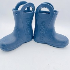 Crocs Kids Handle It Rain Boots Blue Rubber Waterproof Pull On C 9 Navy EUC!