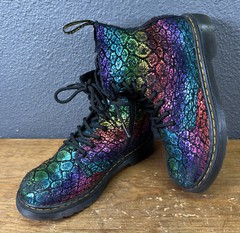 Dr Martens 1460 Pascal J Black Rainbow Metallic Boots YOUTH SIZE 3 Suede Upper