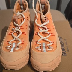 Burberry CK1-MINI ARTHUR KNIT Sneaker Warm Coral Kids 2 US 33 EU Plaid