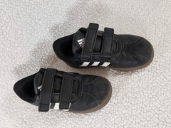 ADIDAS VL Court 3.0 Sneakers Black White Gum Hook Loop Kids’s 10K Preppy