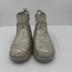Cat & Jack Size 10 Flora Silver Glitter Boots Side Zip Girls Chunky Lug Soles