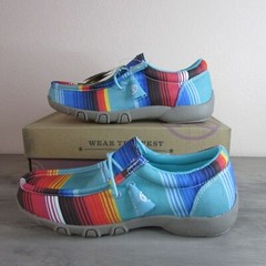 Roper Youth Big Kid Size 2 Chillin‘ Serape Driving Moc Casual Shoe – Blue