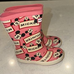 Hunter x Disney Mickey Mouse Rain Boots UK 8 US 10G Pink Wellies