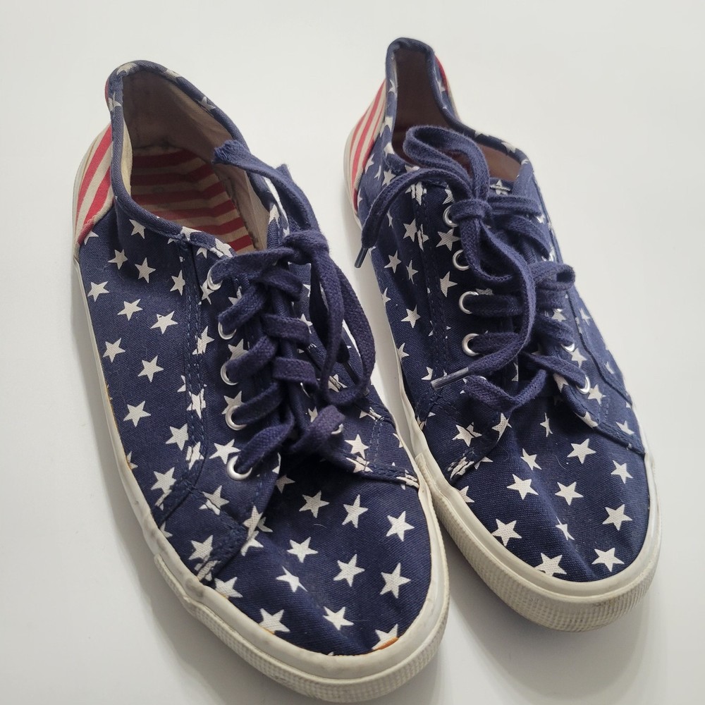 Old Navy sneakers red/white/blue patriotic stars&stripes size 10 canvas/laces