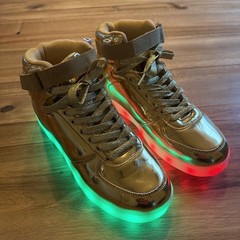 DIYJTS LED Light Up Gold Hightop Sneakers Shoes Youth 4.5 EUC