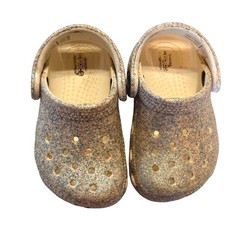 Crocs Classic Glitter Clog Silver Sparkly Slip On Shoes 5 Play Casual