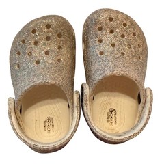 Crocs Classic Glitter Clog Silver Sparkly Slip On Shoes 5 Play Casual