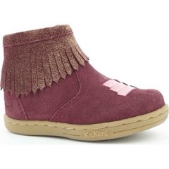 $68 KICKERS GENUINE SUEDE X RUBBER SOLE SIDE ZIPPER X HOOK & LOOP KIDS BOOTS 5