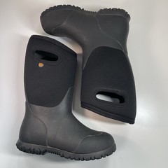 Bogs York Solid Insulated Rain Boots Black Pull On Waterproof Warm Kids Size 12