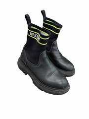MSGM Kids Leather Knit Logo Elastic Sock Boot Bootie Lug Sole 69169 34 US 3