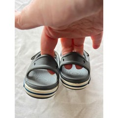 Crocs Crocband II Sandals Kids Size C9 Charcoal Grey White Sporty Water Shoes
