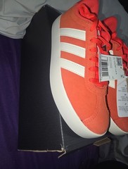 New Adidas VL Court 3.0 K Kids Suede Sneakers – Bright Red/White – Size US 1.5Y