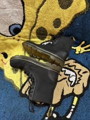 Dr. Martens Doc Combs J Combat Lace Up Boots Canvas Zip Black Youth Kids Size 3