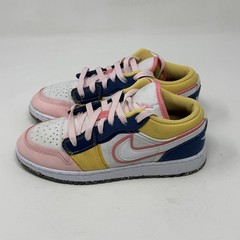 Nike Jordan 1 Low SE Multi Canvas DV1323-100 Youth Kids Size 4 Pink Blue Shoes