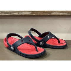 Crocs Electro Flip Kids Size 10 c 11 Navy Red Slides Slingback Thong Sandals