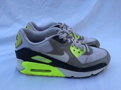 NIKE AIR MAX 90 (GS) NAVY WHITE GRAY YELLOW YOUTH SIZE 6Y 307793-046