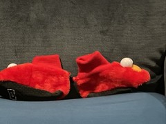 Elmo Sesame Street Red Character Slippers M 7/8 KIDS grip bottom plush