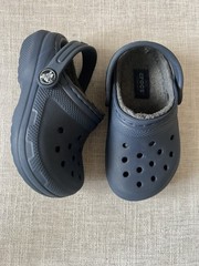Crocs dual comfort Lined Clog Sandals Unisex Kids Navy Slip On w/Strap US 8