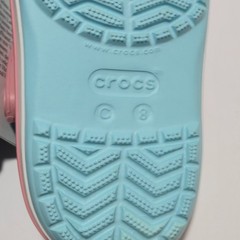 Crocs Kids Unisex Crocband Clogs Sandals Ice Blue White Pink Size C8