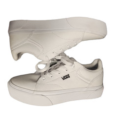 Vans Seldan Platform Sneakers Youth Size 4 White Canvas Athletic Lace Up 721356