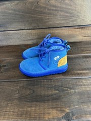 UGG X Cookie Monster Neumel II Blue Suede Chukka Boots Kids Size 3 Youth