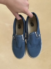 VANS Classic Slip-On Blue Canvas Unisex Kids Casual Shoes US Size 2 Rubber Sole