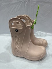 Crocs Handle It Kids US 9 Pink Waterproof Round Toe Pull On Rain Boots EBS2651