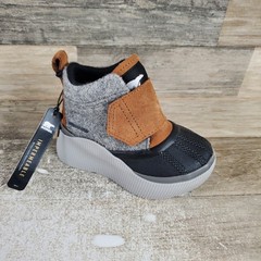 SOREL Out N About IV Strap Kids Boots Sz 8 Taffy Black Waterproof Hook & Loop