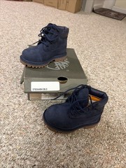 Timberland 6 Inch PREMIUM Boot BLUE Nubuck TB 03783A 484 Kids TD NEW Size 6
