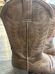 Roper Youth Size 13 Brown Leather Rose Gold Feather Cowgirl Western Cowboy Boot