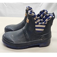 Hunter Kids First Classic Chelsea Rain Boots Navy Blue Striped Size 1 Waterproof