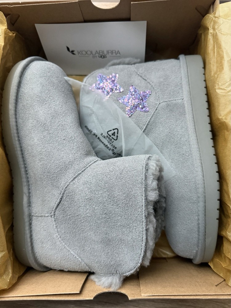 Koolaburra by UGG K Koola Star Mini Gray Suede Bootie Glitter Star US 1